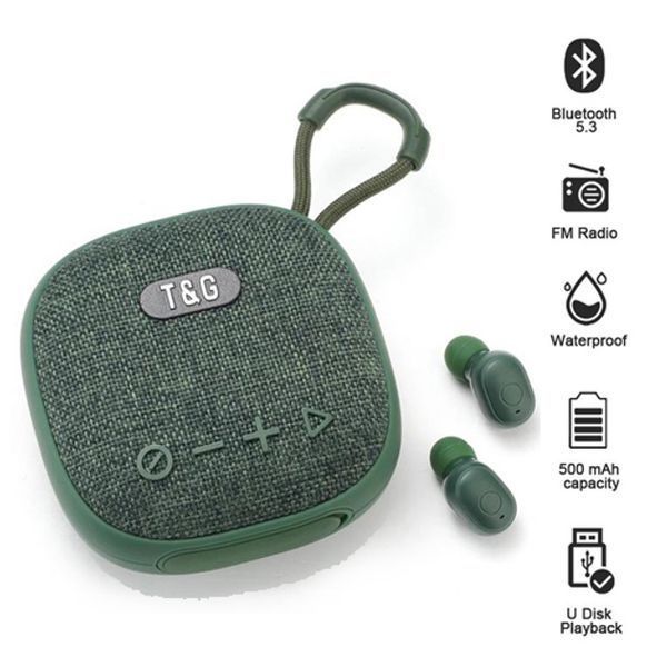 Колонка-Bluetooth із навушниками TG813. Колір: зелений 00017462 фото
