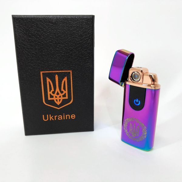 Электрическая и газовая зажигалка Украина с USB-зарядкой HL-435, Юсб зажигалка. Цвет: хамелеон 00023408 фото