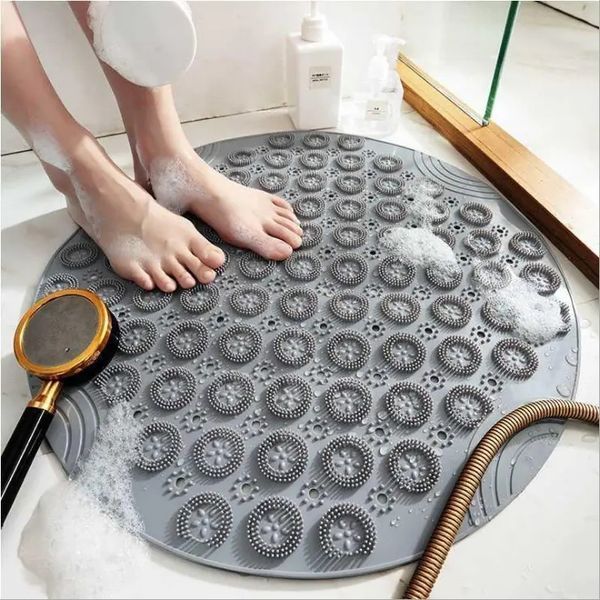 Круглый нескользящий коврик для душа Massage Foot Rad со щеткой для стоп 00013856 фото