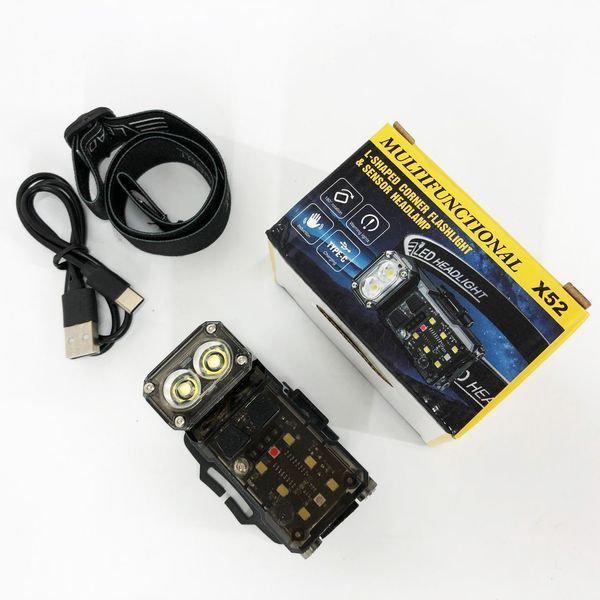 Ліхтар налобний X52, 2LED+6SMD RGB, Ліхтар на голову для бігу, Ліхтар на голову для риболовлі 00023073 фото