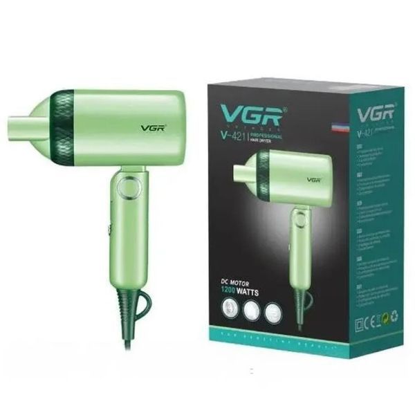Дорожный складной фен VGR V-421 1200 Вт для сушки укладки волос электрофен, Фен для волос с режимами 00014409 фото
