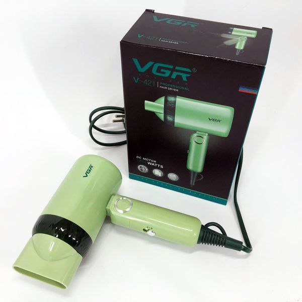 Дорожный складной фен VGR V-421 1200 Вт для сушки укладки волос электрофен, Фен для волос с режимами 00014409 фото