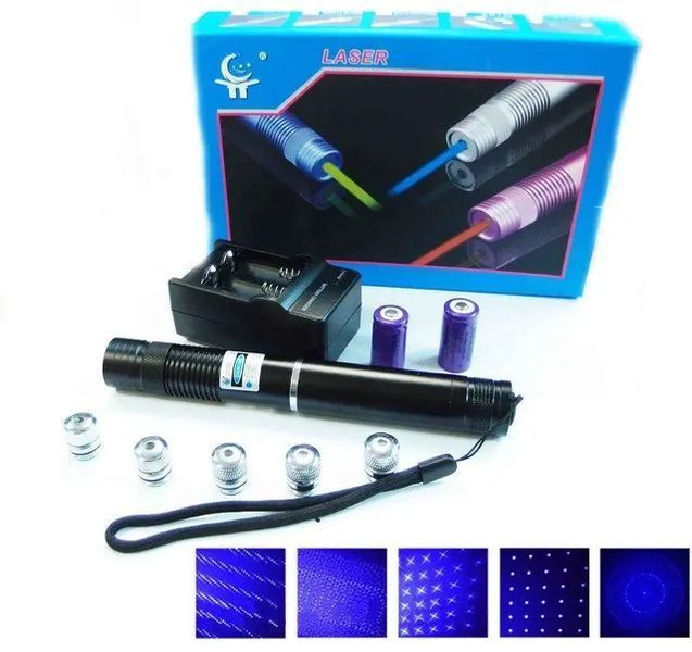 Лазерная указка (лазерный целеуказатель) 10000Мвт синяя с насадками Laser Blue YXB 008 00022597 фото