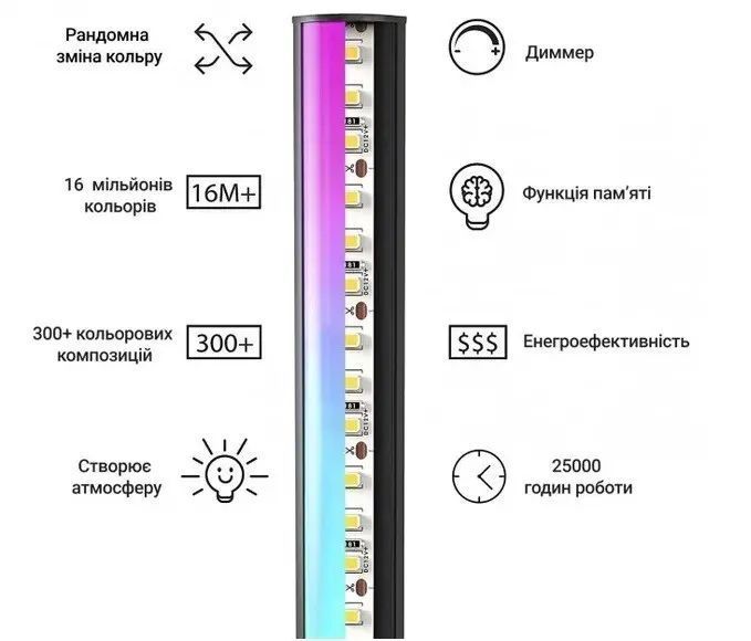 Кутовий LED торшер Ledox Design з пультом та регульованою яскравістю 330 колірних комбінацій 00023253 фото