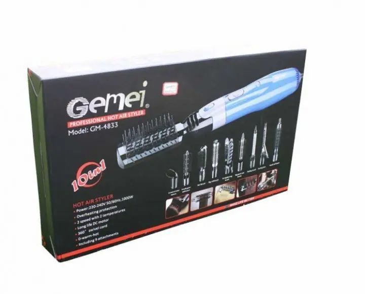 Фен-стайлер для волос 10 в 1 Gemei GM-4833, фен щетка, многофункциональный стайлер 00021378 фото