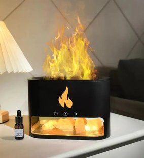 Соляная лампа с ультразвуковым увлажнителем воздуха 3-в-1 Doctor-101 Flame. Солевой светильник ночник с дымом, 4 цвета подсветки 00024493 фото