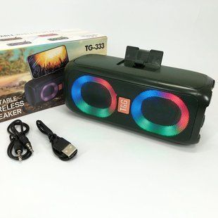 Портативна колонка TG333 2x5W з підсвічуванням RGB, акумуляторна колонка для музики. Колір: зелений 00017757 фото