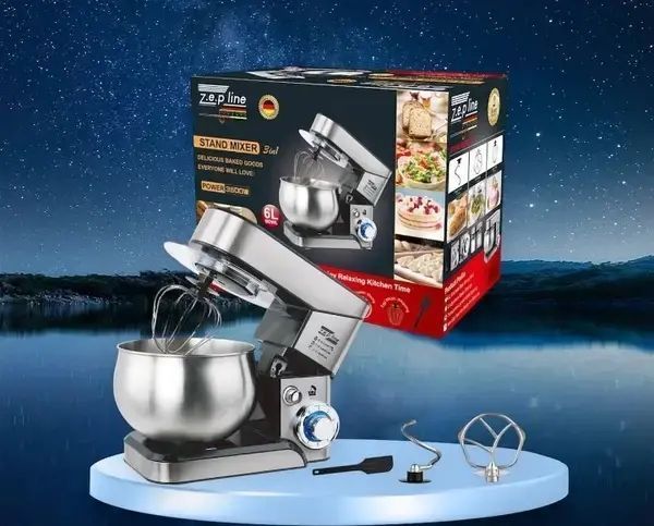 Планетарный миксер тестомес Zepline ZP-105 из нержавеющей стали Кухонный комбайн с чашей на 6л мощностью 3500 Вт 00020710 фото