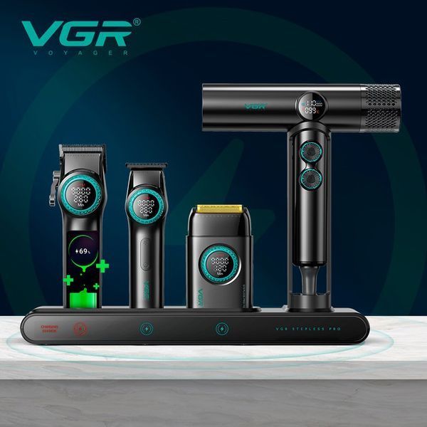 Набір VGR STEPLERSS RPO 4 IN 1 BLACK, триммер, машинка для стрижки, електробритва, фен 00015222 фото