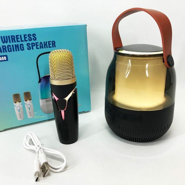 Портативная колонка XM-A68 с RGB подсветкой и микрофоном, Bluetooth микрофон для караоке 00016101 фото