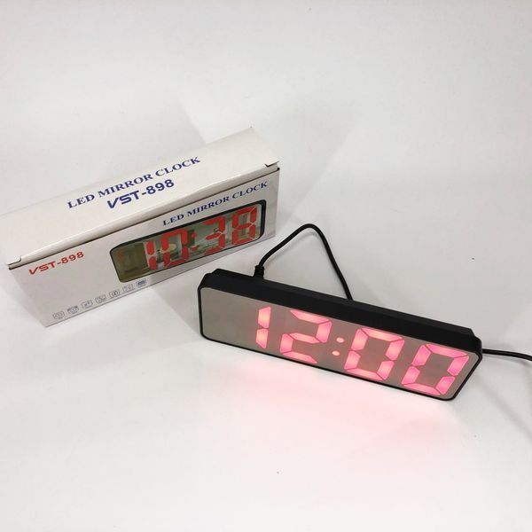 Електронний настільний LED годинник від USB VST-898-1 з будильником і термометром, Настільний LED Лід годинник 00012648 фото