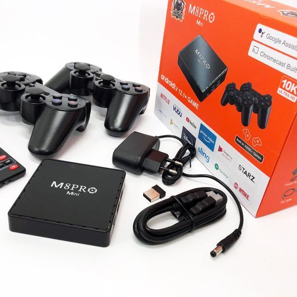 Ігрова телевізійна приставка AndroidTV+Game Box M8PRO Mini + 2 джойстика, Ігрова приставка з підключенням до ТБ 00016265 фото