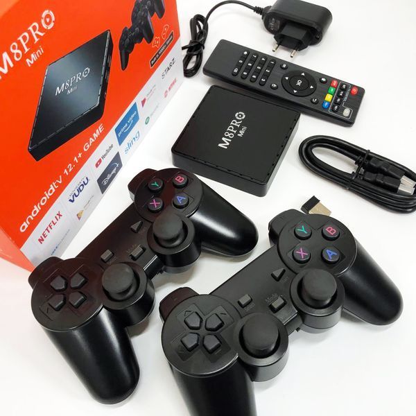 Ігрова телевізійна приставка AndroidTV+Game Box M8PRO Mini + 2 джойстика, Ігрова приставка з підключенням до ТБ 00016265 фото