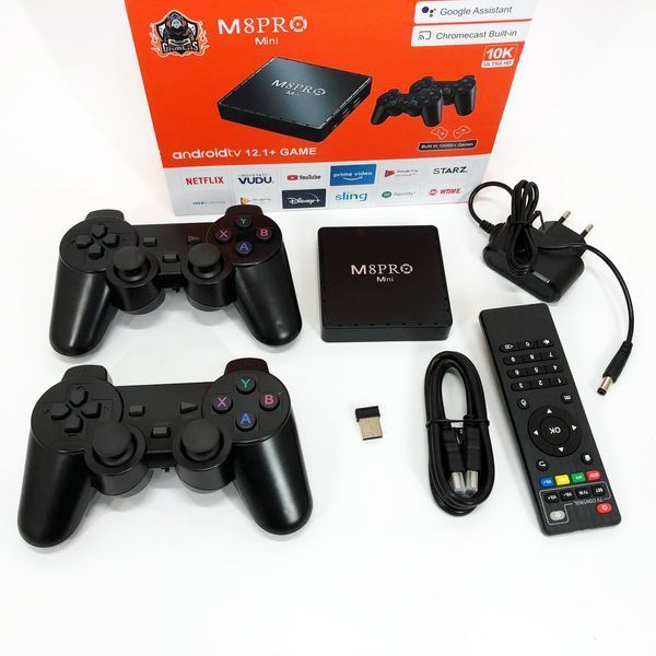 Ігрова телевізійна приставка AndroidTV+Game Box M8PRO Mini + 2 джойстика, Ігрова приставка з підключенням до ТБ 00016265 фото