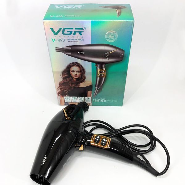 Мощный электрический профессиональный фен для волос VGR V-423 1800-2200W, Женский фен для волос 00014410 фото