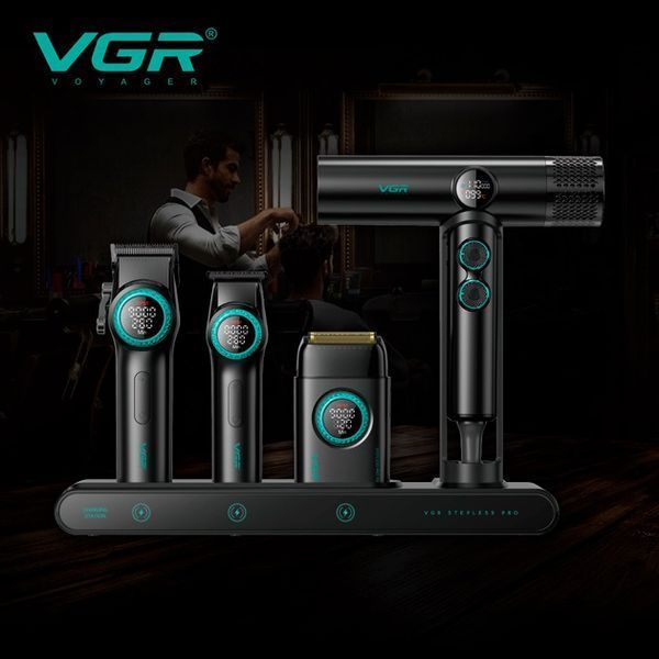 Набір VGR STEPLERSS RPO 4 IN 1 BLACK, триммер, машинка для стрижки, електробритва, фен 00015222 фото