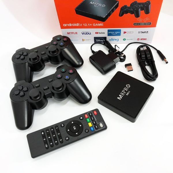 Ігрова телевізійна приставка AndroidTV+Game Box M8PRO Mini + 2 джойстика, Ігрова приставка з підключенням до ТБ 00016265 фото