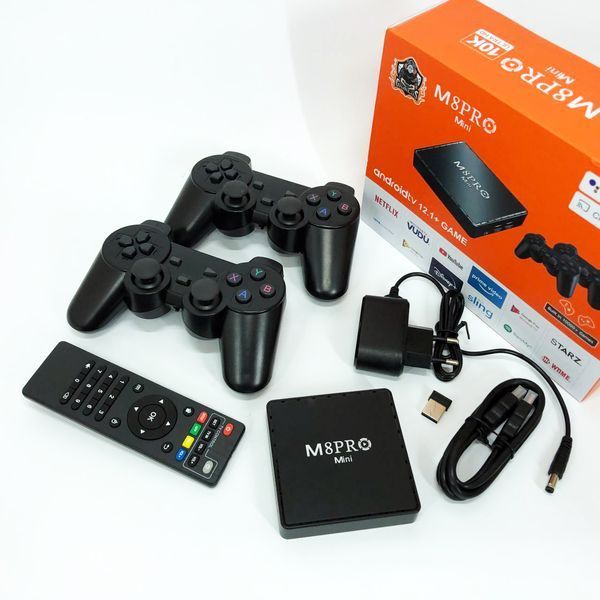 Ігрова телевізійна приставка AndroidTV+Game Box M8PRO Mini + 2 джойстика, Ігрова приставка з підключенням до ТБ 00016265 фото