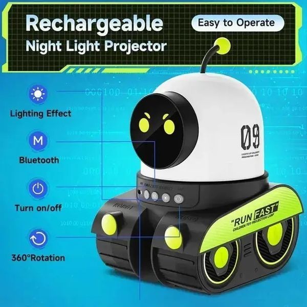 Проектор-ночник "Робот" WH-E03 музыкальный аккумуляторный с Bluetooth и LED-подсветкой 00022162 фото
