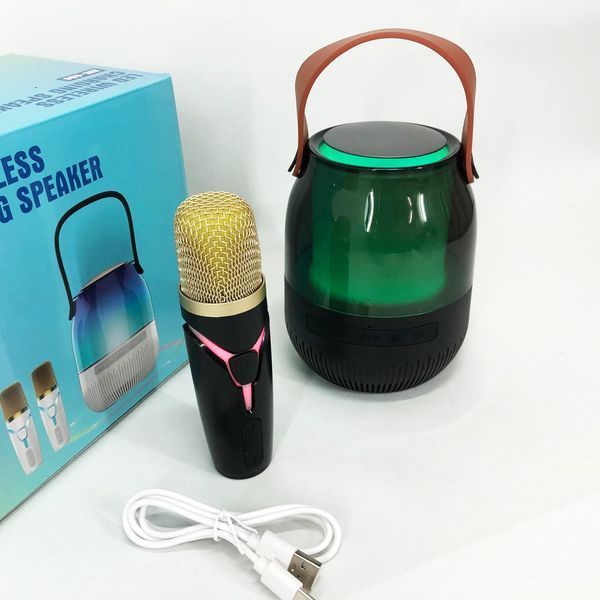 Портативная колонка XM-A68 с RGB подсветкой и микрофоном, Bluetooth микрофон для караоке 00016101 фото