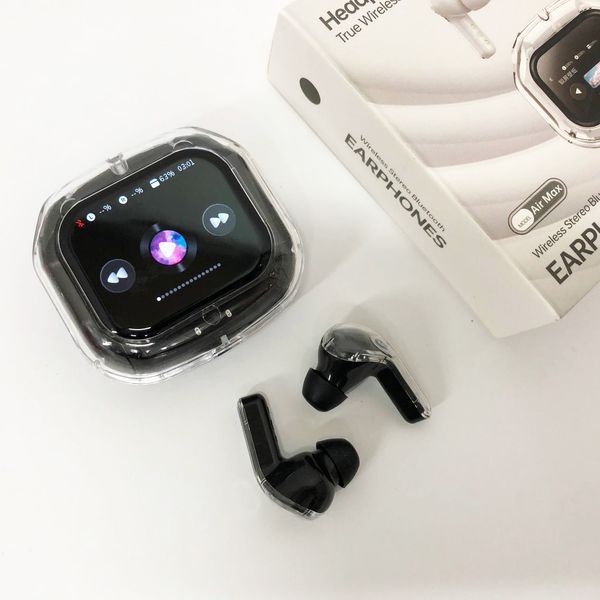 Бездротові вакуумні навушники TWS з дисплеєм LED, вологозахист IPx4 Bluetooth 5.4 з кейсом. Колір: чорний 00023873 фото
