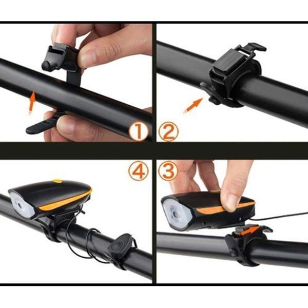 Велоліхтар + дзвінок 7588/758/056, виносна кнопка, Waterproof, вбудований акумулятор 14500 00016741 фото