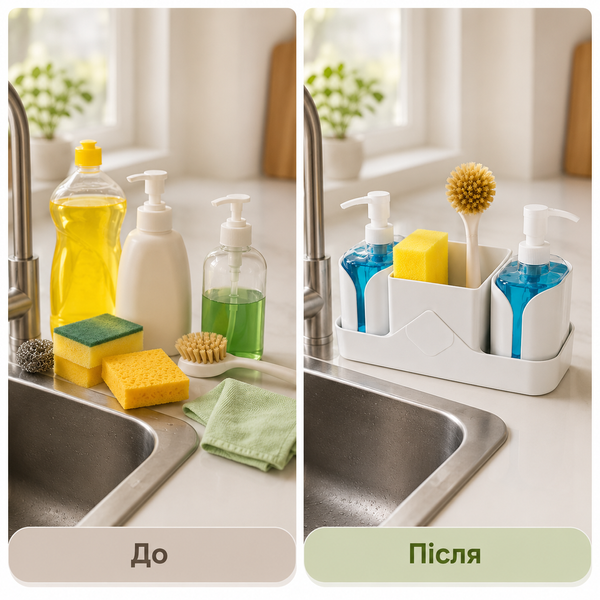 Організатор з дозатором для мила / Multifunctional Soap Dispenser / Органайзер для кухонного мийки 24433833 фото