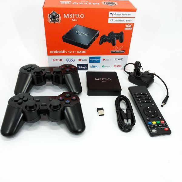 Ігрова телевізійна приставка AndroidTV+Game Box M8PRO Mini + 2 джойстика, Ігрова приставка з підключенням до ТБ 00016265 фото