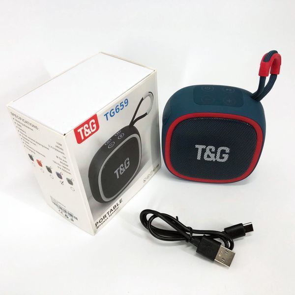 Портативная Bluetooth-колонка TG659 с ремешком, Блютуз колонка с подсветкой. Цвет: синий 00017643 фото
