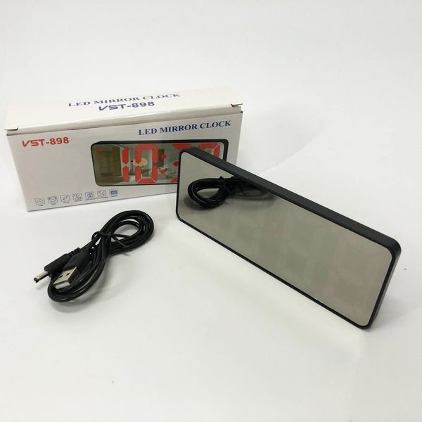 Електронний настільний LED годинник від USB VST-898-1 з будильником і термометром, Настільний LED Лід годинник 00012648 фото