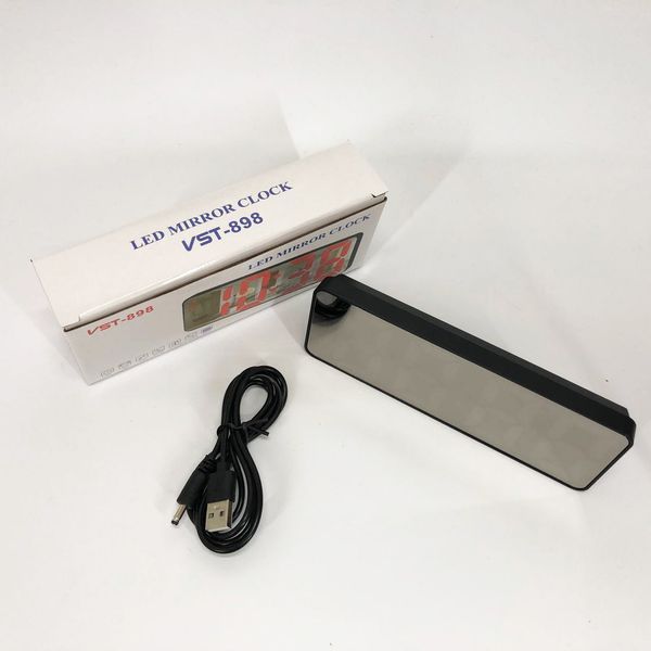 Електронний настільний LED годинник від USB VST-898-1 з будильником і термометром, Настільний LED Лід годинник 00012648 фото