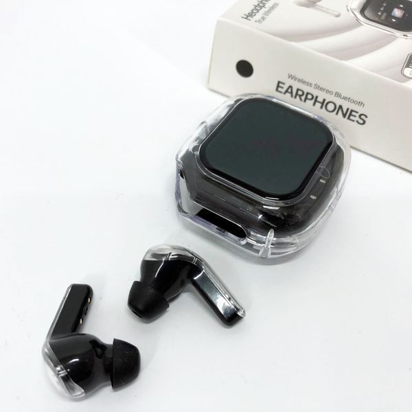 Бездротові вакуумні навушники TWS з дисплеєм LED, вологозахист IPx4 Bluetooth 5.4 з кейсом. Колір: чорний 00023873 фото