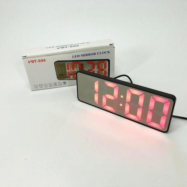 Електронний настільний LED годинник від USB VST-898-1 з будильником і термометром, Настільний LED Лід годинник 00012648 фото