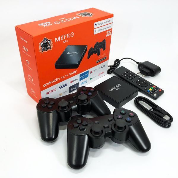 Ігрова телевізійна приставка AndroidTV+Game Box M8PRO Mini + 2 джойстика, Ігрова приставка з підключенням до ТБ 00016265 фото