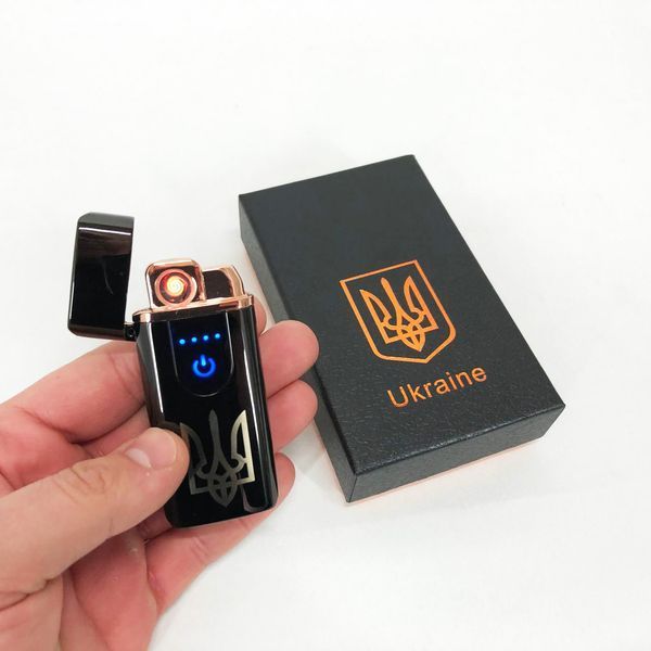 Електрична та газова запальничка Україна із USB-зарядкою HL-431, вітрозахисна запальничка. Колір: чорний 00023532 фото