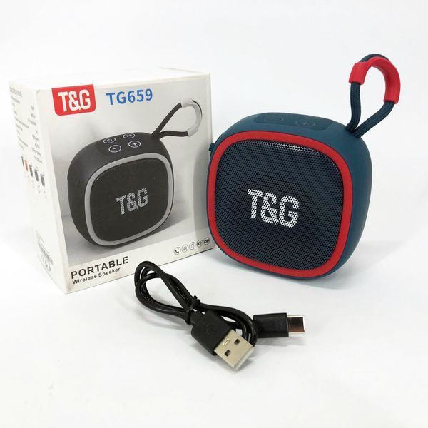 Портативная Bluetooth-колонка TG659 с ремешком, Блютуз колонка с подсветкой. Цвет: синий 00017643 фото