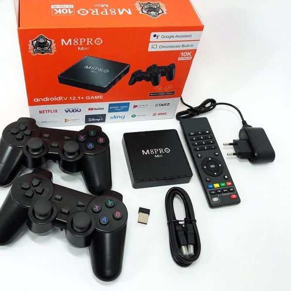 Ігрова телевізійна приставка AndroidTV+Game Box M8PRO Mini + 2 джойстика, Ігрова приставка з підключенням до ТБ 00016265 фото