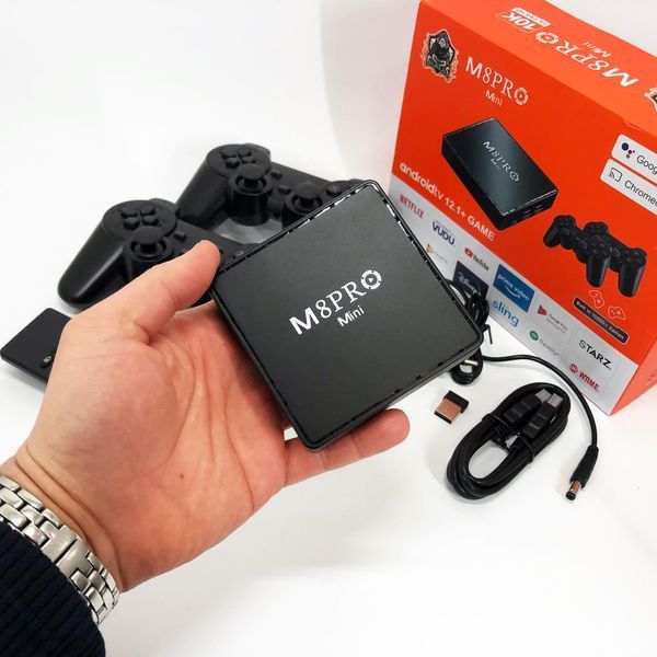 Ігрова телевізійна приставка AndroidTV+Game Box M8PRO Mini + 2 джойстика, Ігрова приставка з підключенням до ТБ 00016265 фото