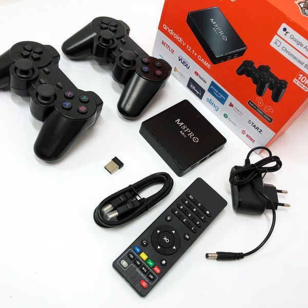 Ігрова телевізійна приставка AndroidTV+Game Box M8PRO Mini + 2 джойстика, Ігрова приставка з підключенням до ТБ 00016265 фото
