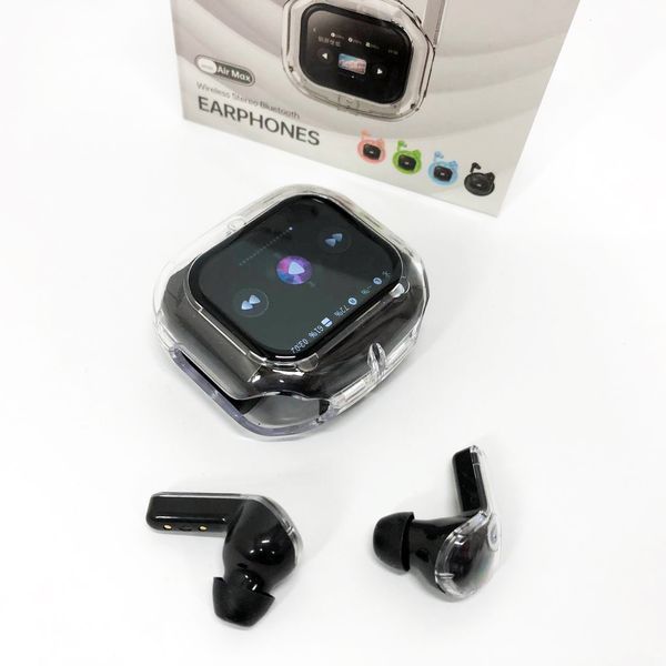Бездротові вакуумні навушники TWS з дисплеєм LED, вологозахист IPx4 Bluetooth 5.4 з кейсом. Колір: чорний 00023873 фото