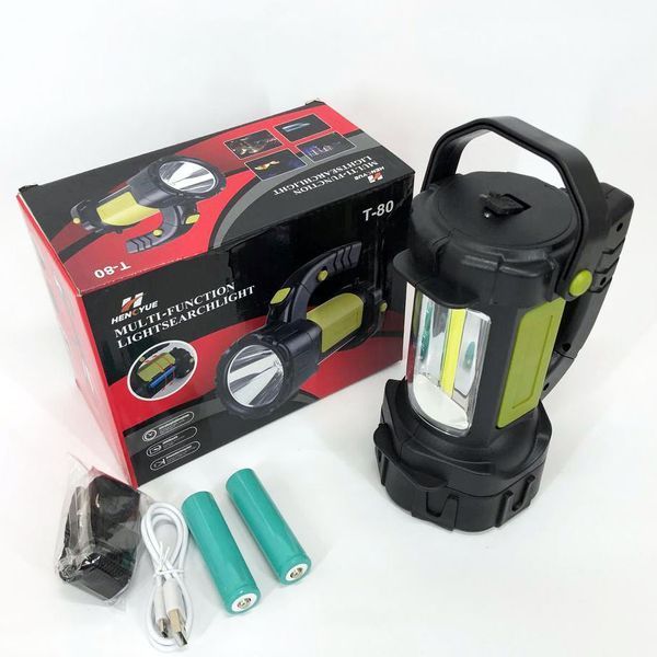 Ручний акумуляторний ліхтар T80C-5W+COB (white/red) із функцією Power Bank. Колір зелений 00023574 фото