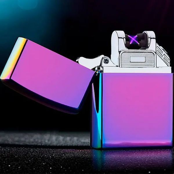 Дугова електроімпульсна запальничка USB Україна металева коробка HL-447. Колір: хамелеон 00023026 фото