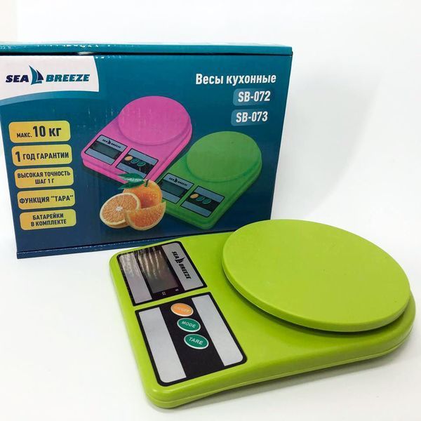 Весы кухонные SeaBreeze SB-073, Электрические кухонные весы, Точные кухонные весы. Цвет: зеленый 00018798 фото