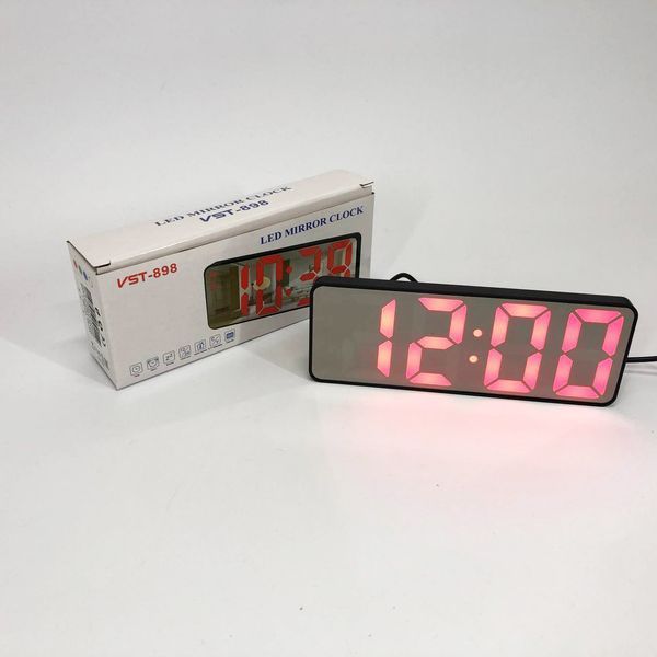 Електронний настільний LED годинник від USB VST-898-1 з будильником і термометром, Настільний LED Лід годинник 00012648 фото