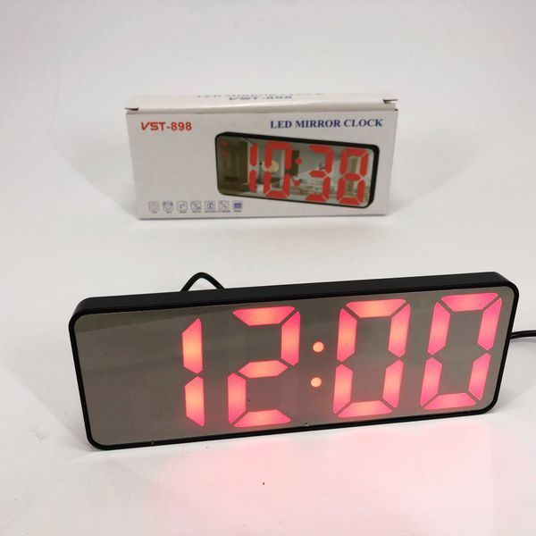 Електронний настільний LED годинник від USB VST-898-1 з будильником і термометром, Настільний LED Лід годинник 00012648 фото