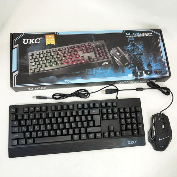 Клавіатура+мишка UKC з LED підсвічуванням від USB M-710, клавіатура ігрова з підсвічуванням та мишкою 00017264 фото