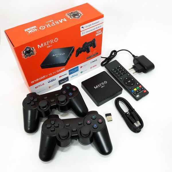 Ігрова телевізійна приставка AndroidTV+Game Box M8PRO Mini + 2 джойстика, Ігрова приставка з підключенням до ТБ 00016265 фото