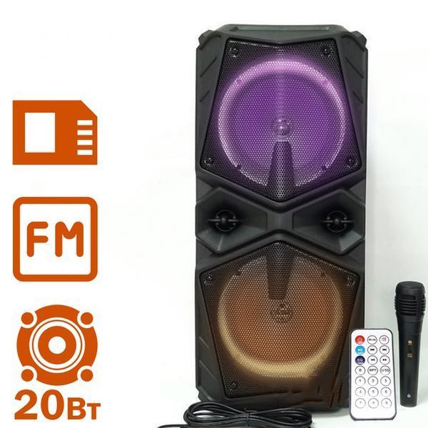 Колонка ZQS-8201 Бездротова переносна акустична Bluetooth з підсвічуванням мікрофоном AUX пульт Д/У 00017463 фото