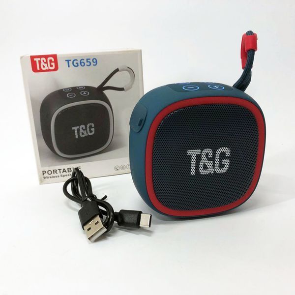 Портативная Bluetooth-колонка TG659 с ремешком, Блютуз колонка с подсветкой. Цвет: синий 00017643 фото
