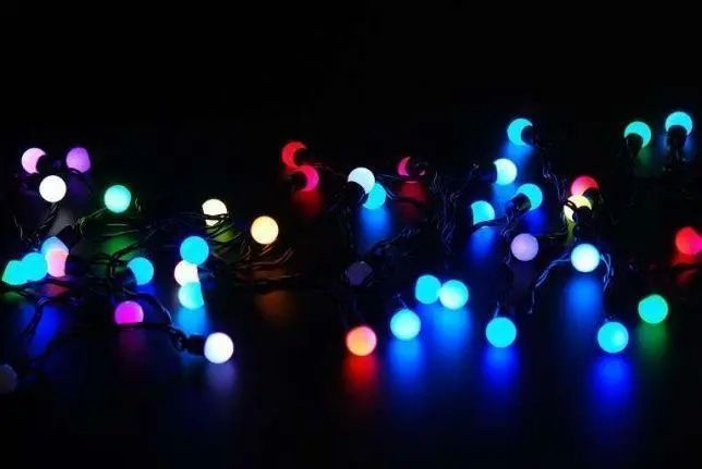 Гирлянда матовый шарик 28LED 5м (флеш) 10мм, Новогодняя бахрама, Светодиодная гирлянда, Уличная гирлянда 00024730 фото